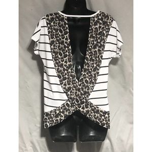 Open Back Leopard & Stripe Top - Sz Medium